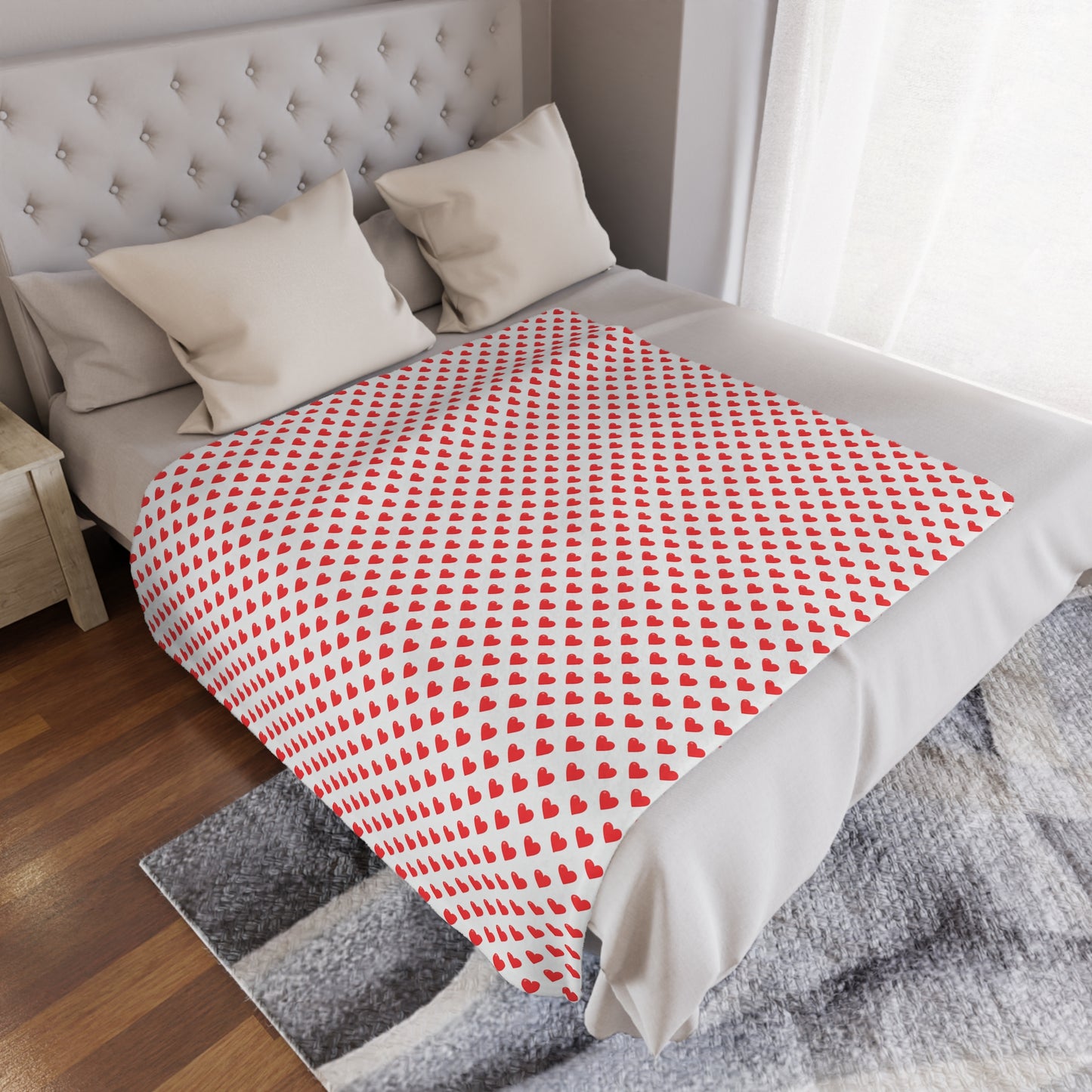 Heart Pattern Minky Blanket — Soft Red Hearts Throw for Valentine's Day & Cozy Gifts