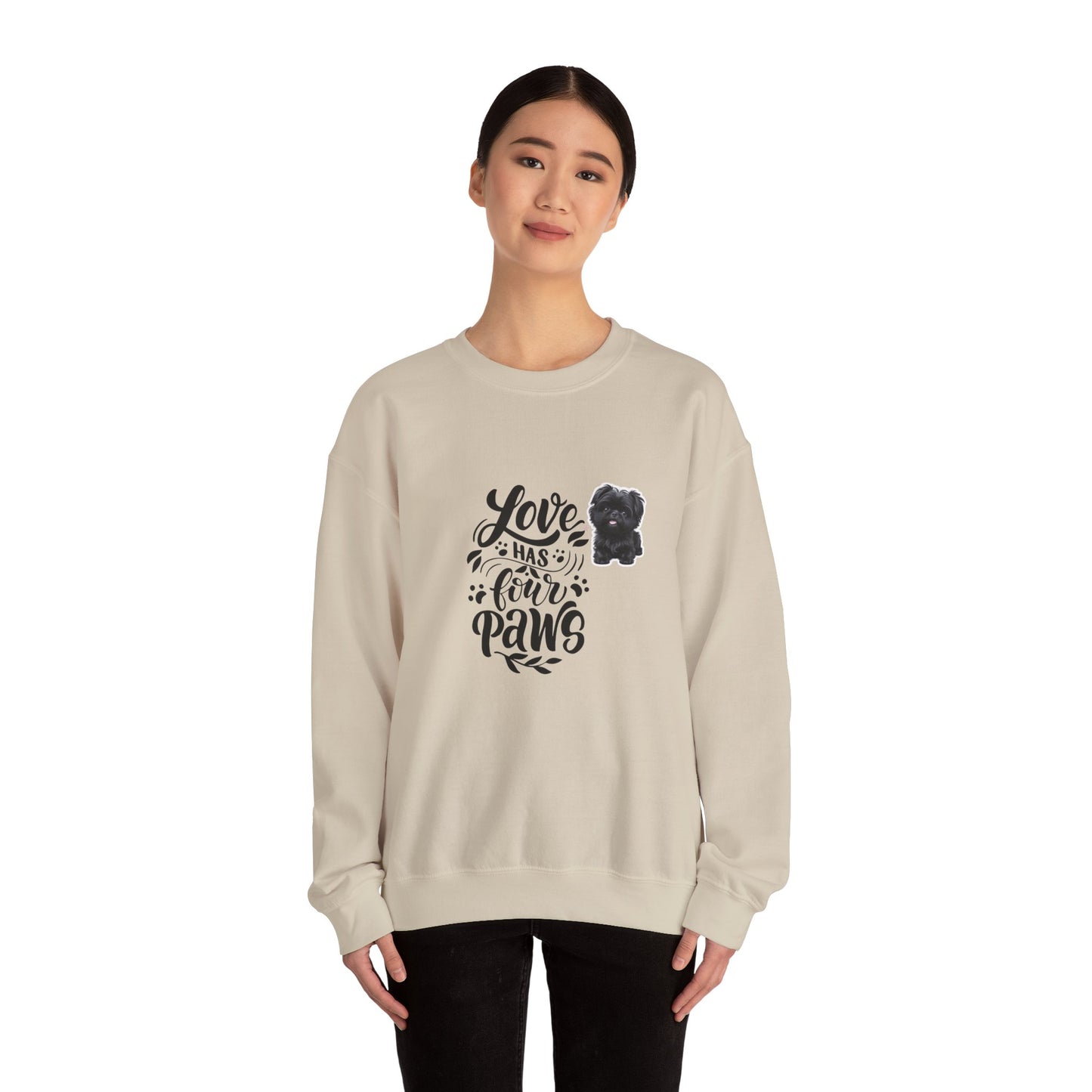 Crewneck Sweatshirt - "Love Has Four Paws" Dog Lover Graphic