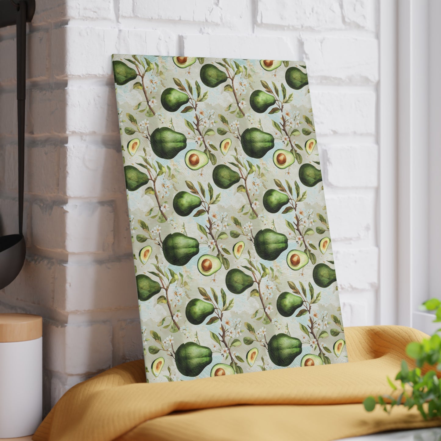 Avocado Pattern Glass Cutting Board — Decorative Kitchen Chopping Board