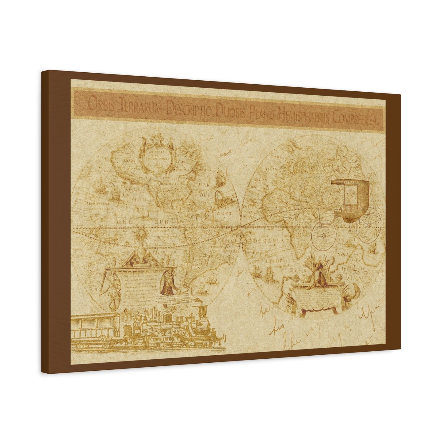 Vintage World Map Canvas Print — Matte Stretched Wall Art