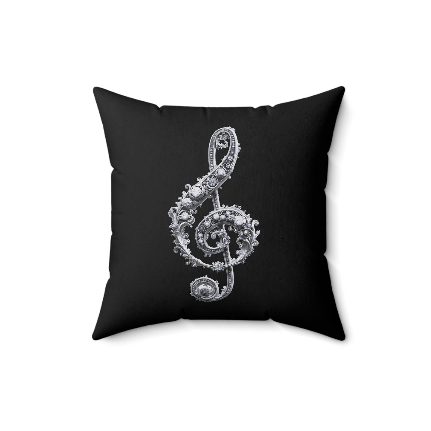 Music Note Decorative Pillow – Ornate Treble Clef Accent Cushion