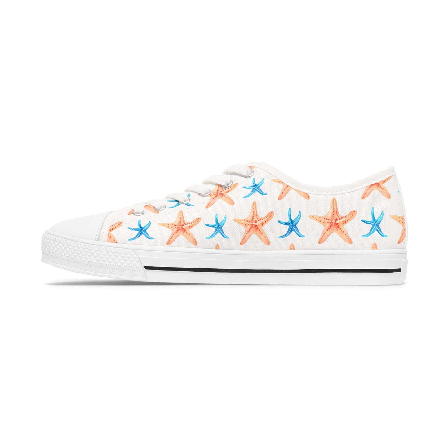 Starfish Print Sneakers — Beachy Low-Top Canvas Shoes