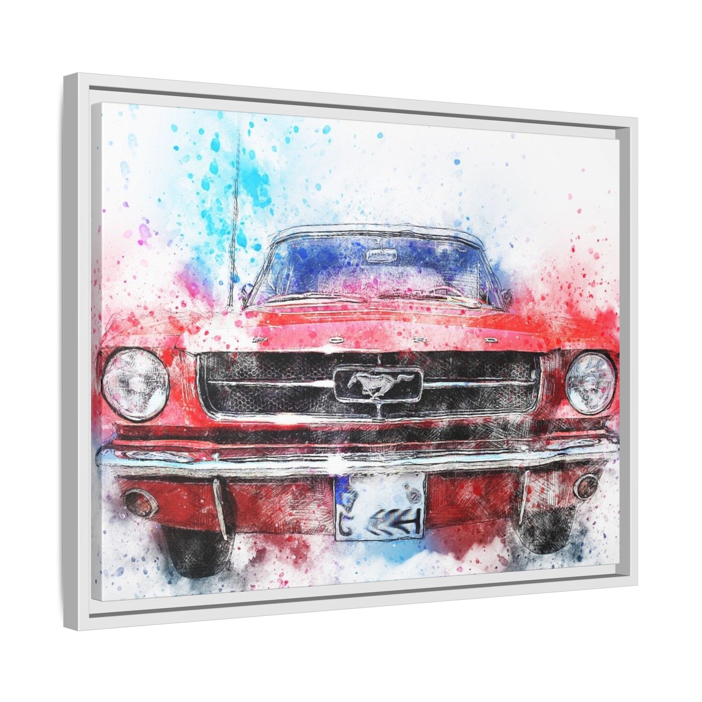 Matte Canvas, Framed Mustang Car