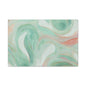 Abstract Green Marble Canvas Print — Teal & Coral Swirl Wall Art