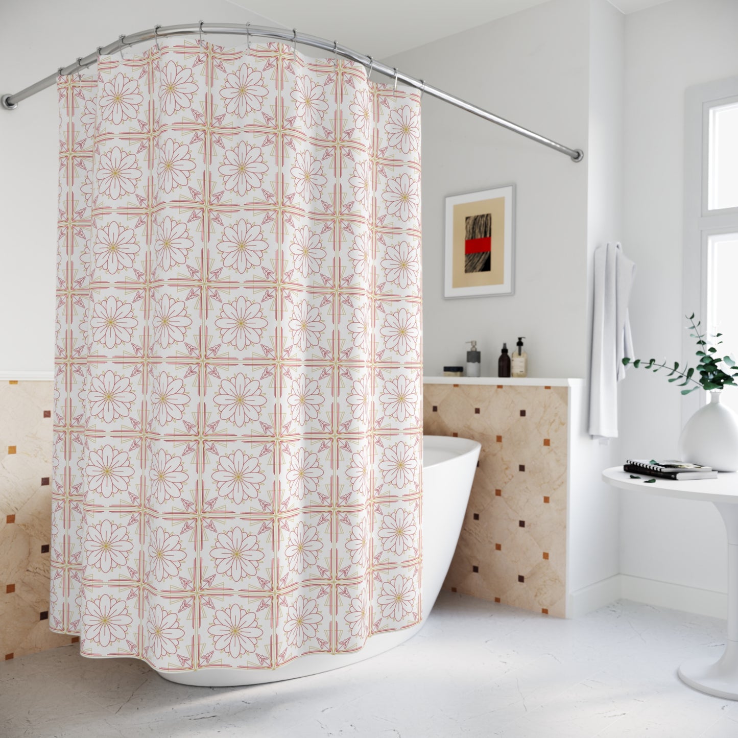 Boho Floral Shower Curtain - Elegant Bathroom Decor, Feminine Home Accent, Gift for New Homes, Bohemian Design, Bridal Showers, [...]