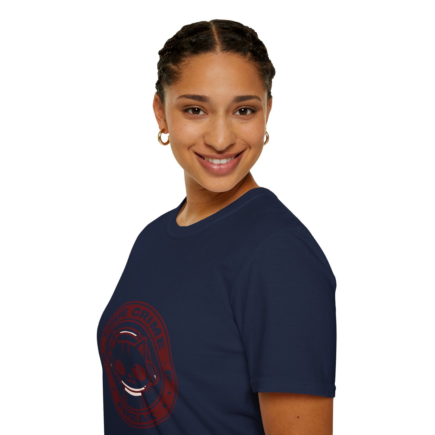 True Crime Freak Cat T-Shirt – Cute Kitty Badge Tee for True Crime Fans