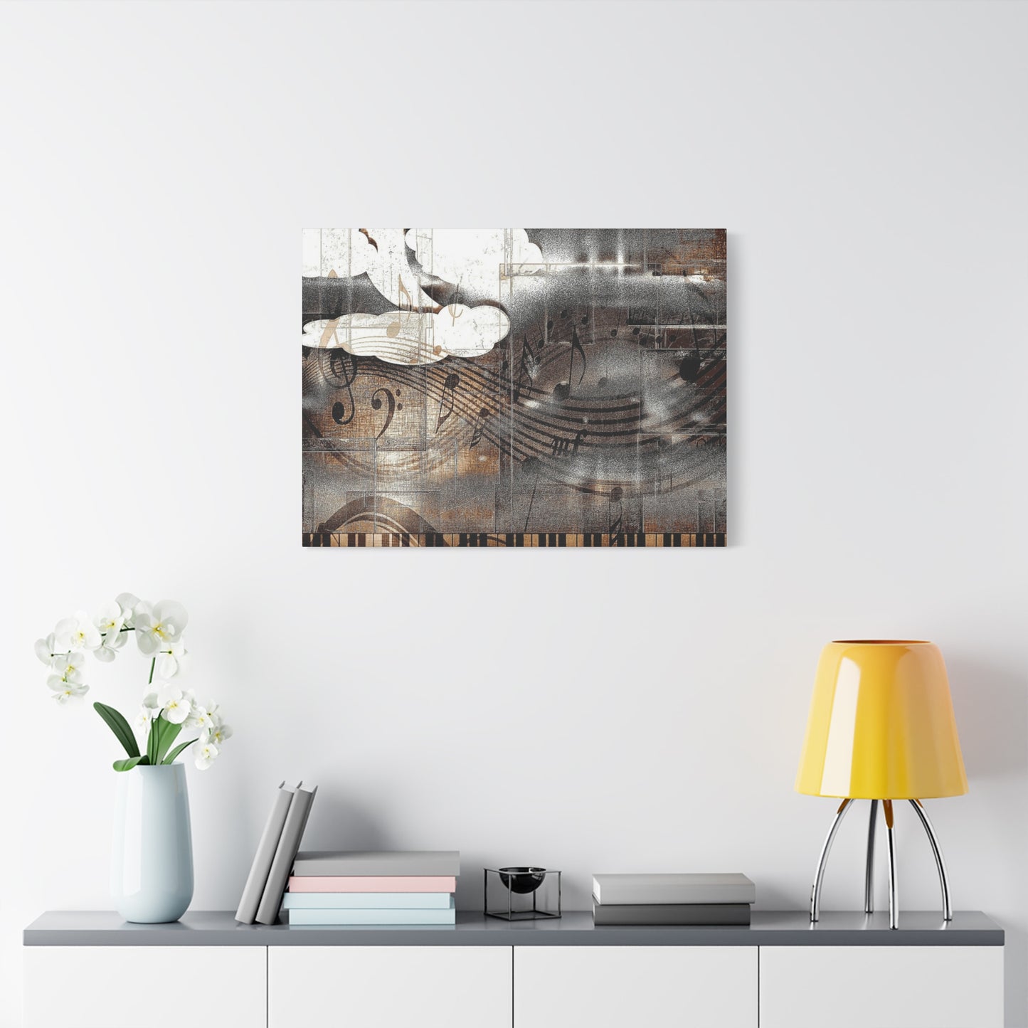 Abstract Musical Notes Matte Stretched Canvas Art (1.25")