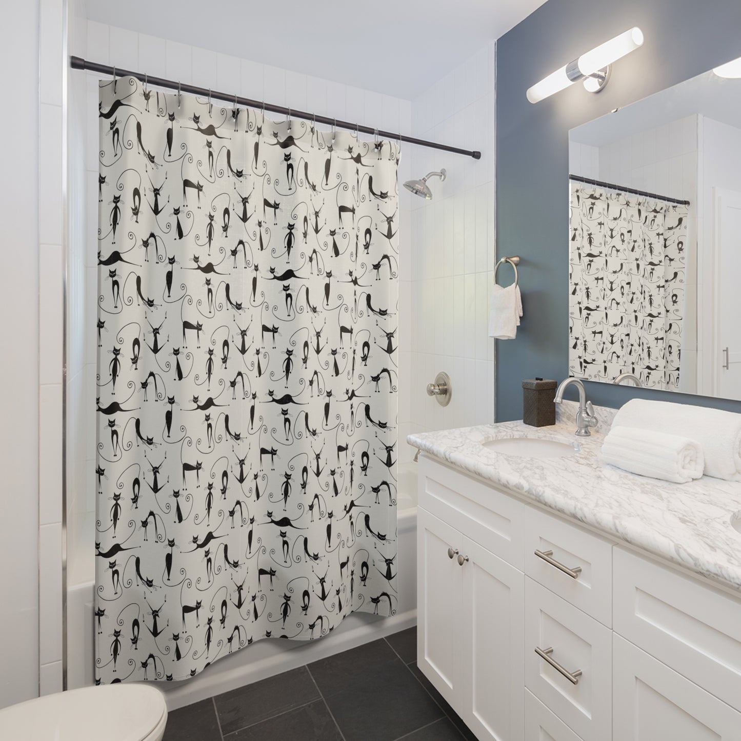 Stylish Cat Print Shower Curtain - Perfect for Cat Lovers, Home Décor, Bathroom Upgrade, Gift for Pet Owners, Unique Cat Art