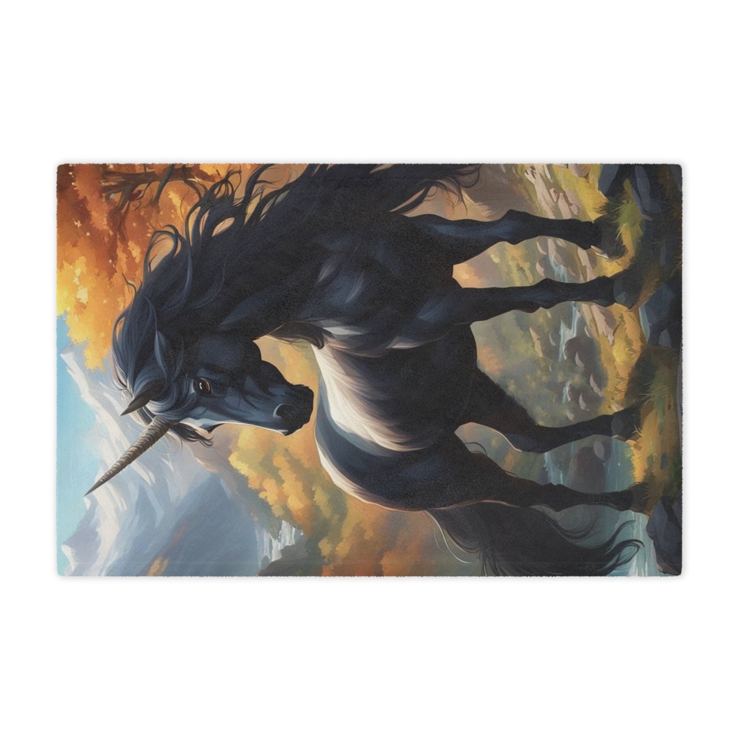 Black Unicorn Minky Blanket — Plush Fantasy Throw for Kids & Adults