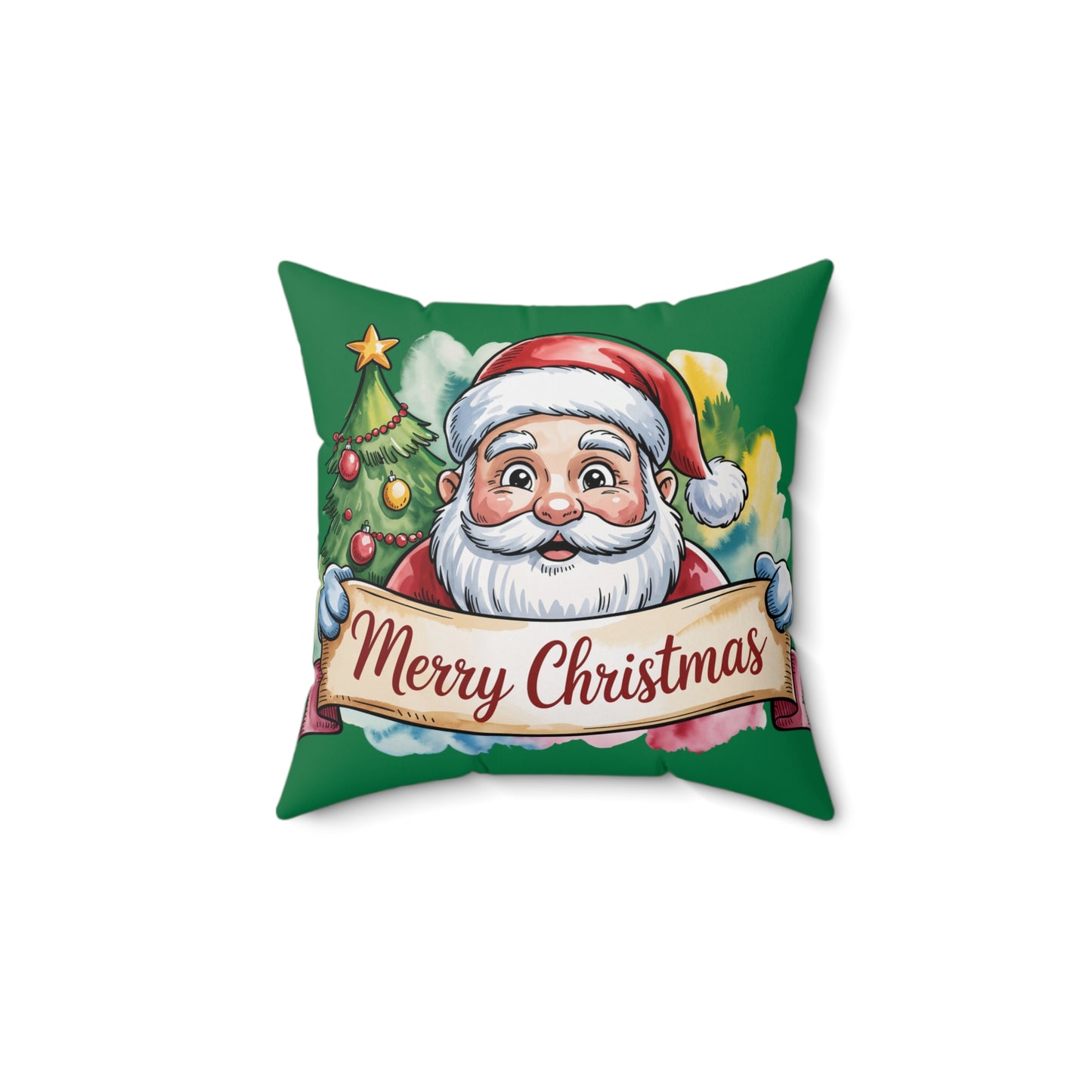Christmas Santa Pillow — Merry Christmas Decorative Square Throw Pillow