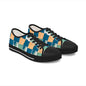 Canvas Sneakers — Hand-Painted Checkerboard in Teal, Orange & Mint