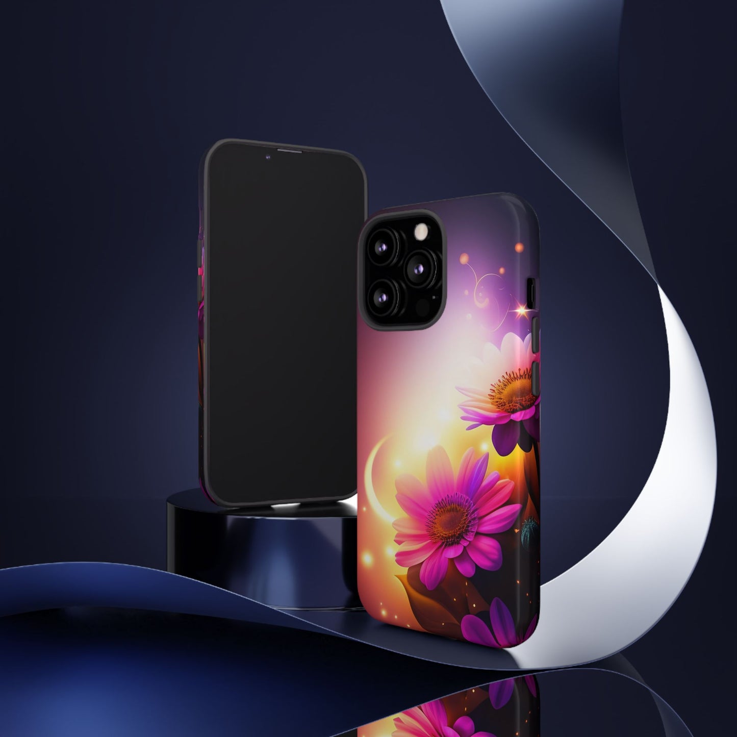 Floral Moonlight Phone Case – Purple Daisy Protective Cover