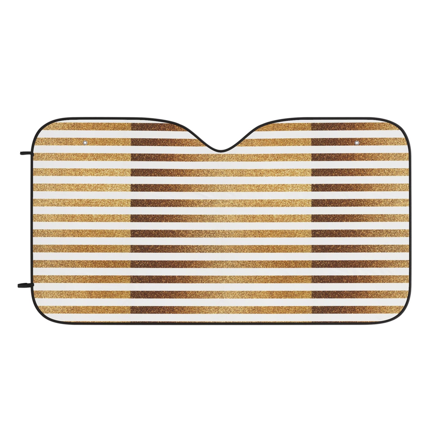 Retro Striped Car Sun Shade – Gold & Brown Windshield Protector