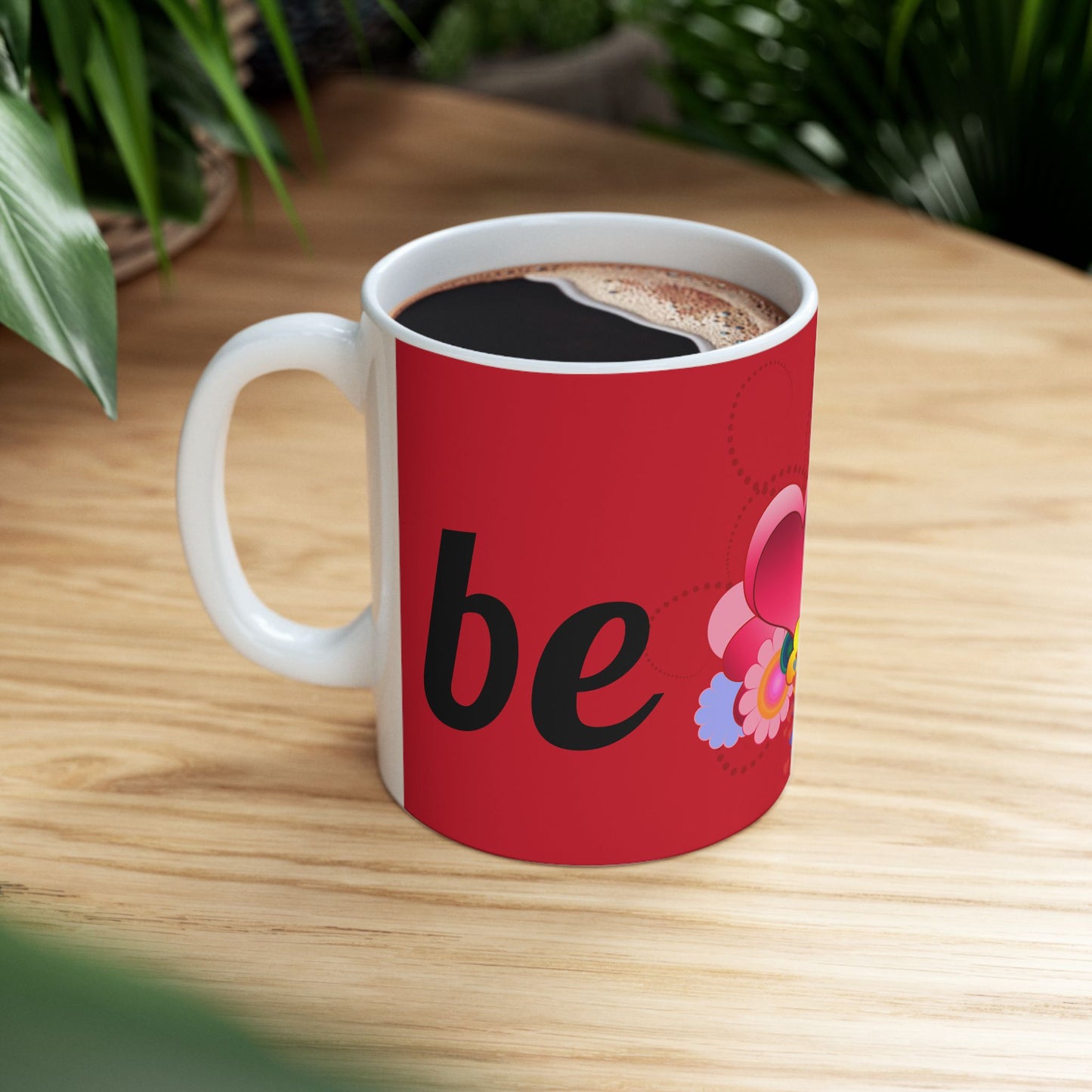Valentine Heart Bouquet Ceramic Mug — 'Be Mine' Red Romantic Coffee Cup (11oz/15oz)