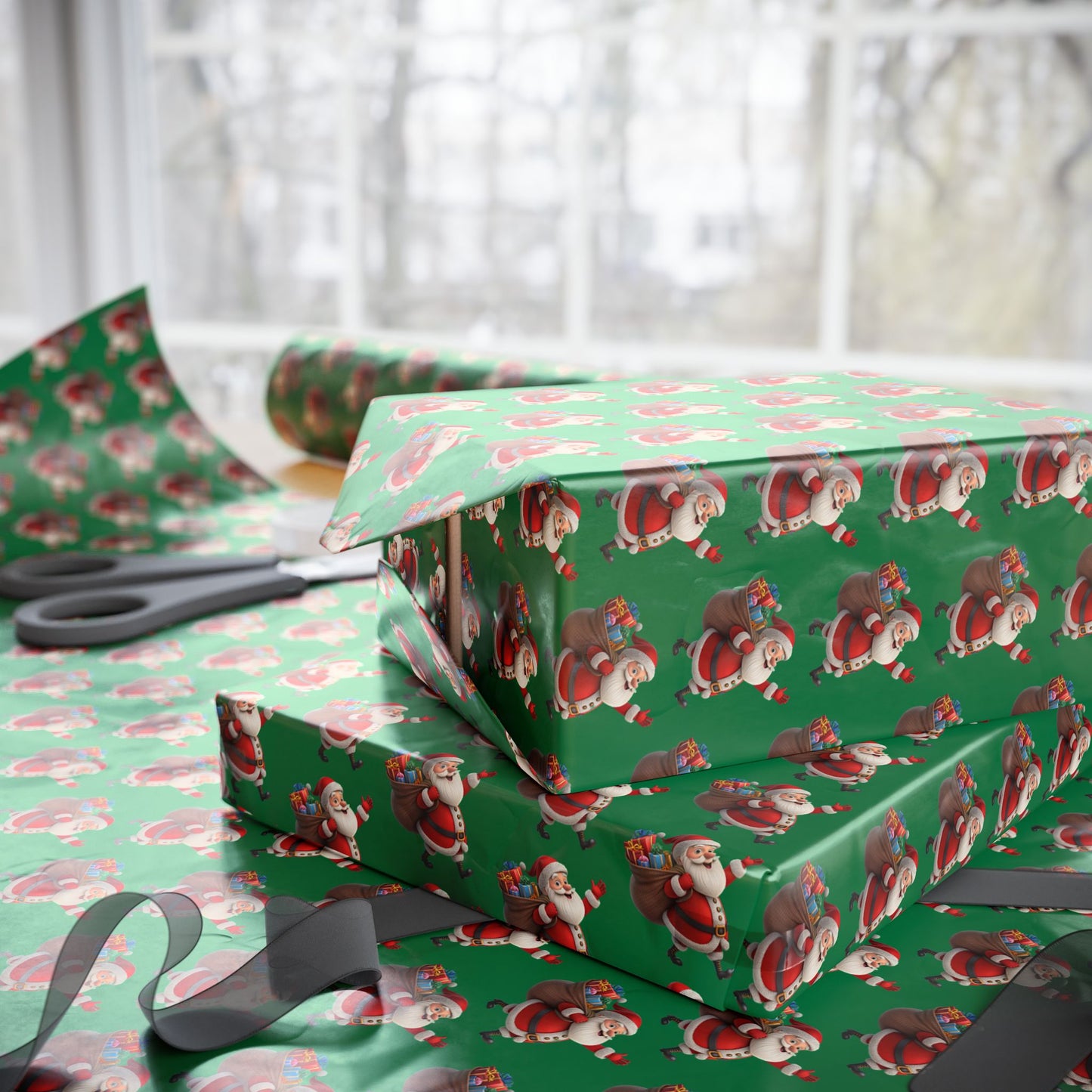 Christmas Dachshund Wrapping Paper — Green Santa Dog Gift Wrap