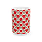 Heart Pattern Ceramic Mug – Red Hearts Grid Coffee Cup (11oz, 15oz)