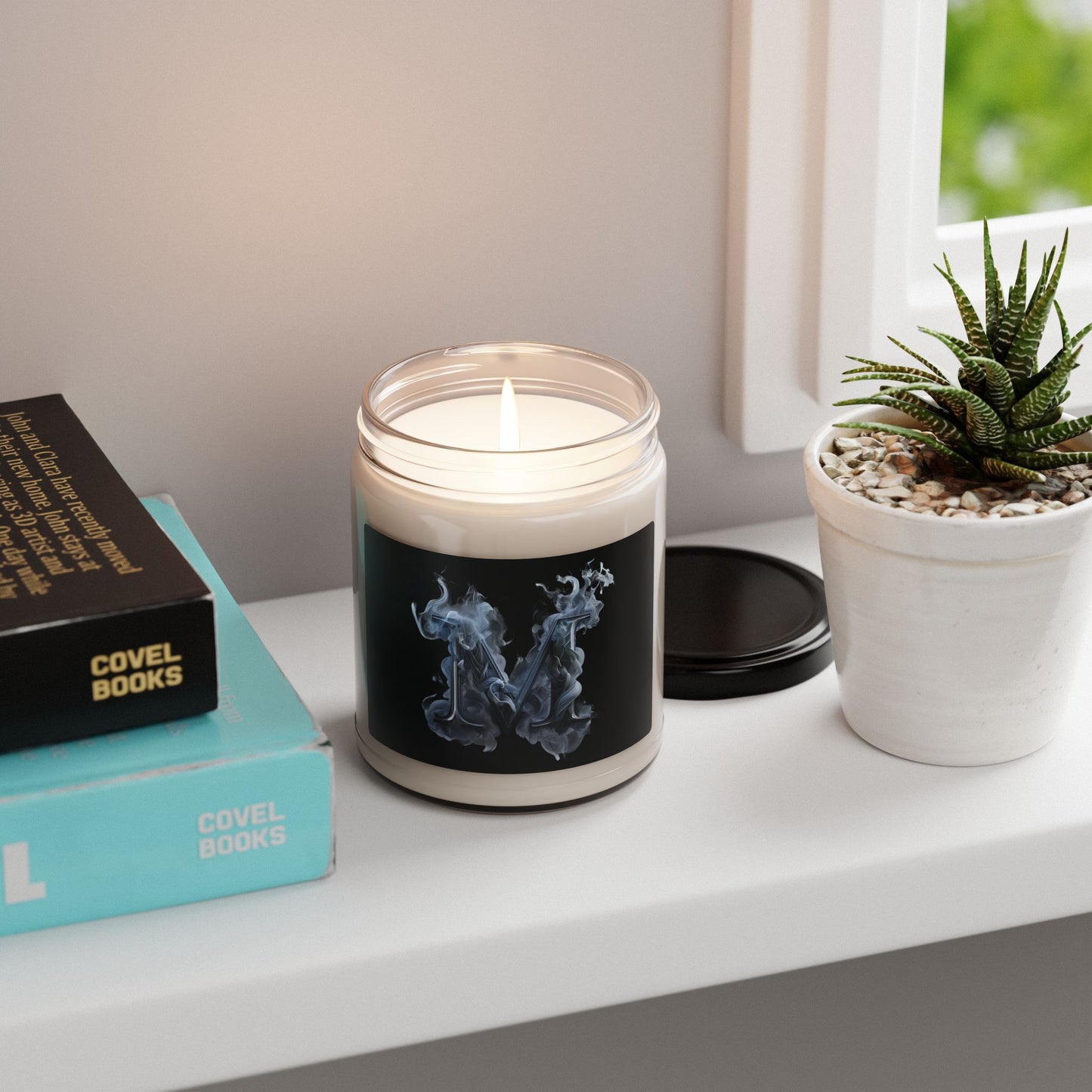 Monogram Smoke 'M' Soy Candle – 9oz Scented Jar, Moody Home Fragrance Gift