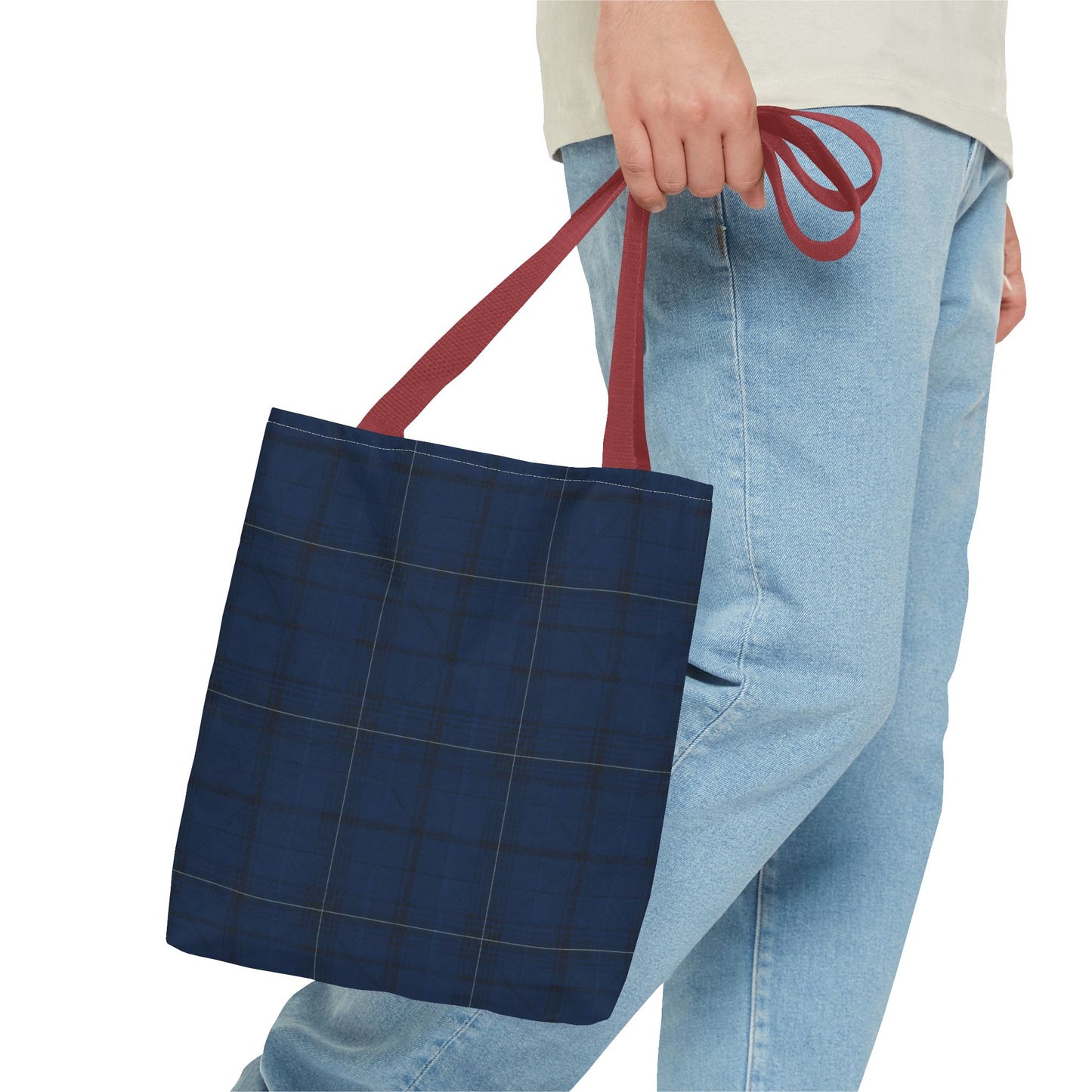 Navy Tartan Tote Bag – Classic Plaid Tote