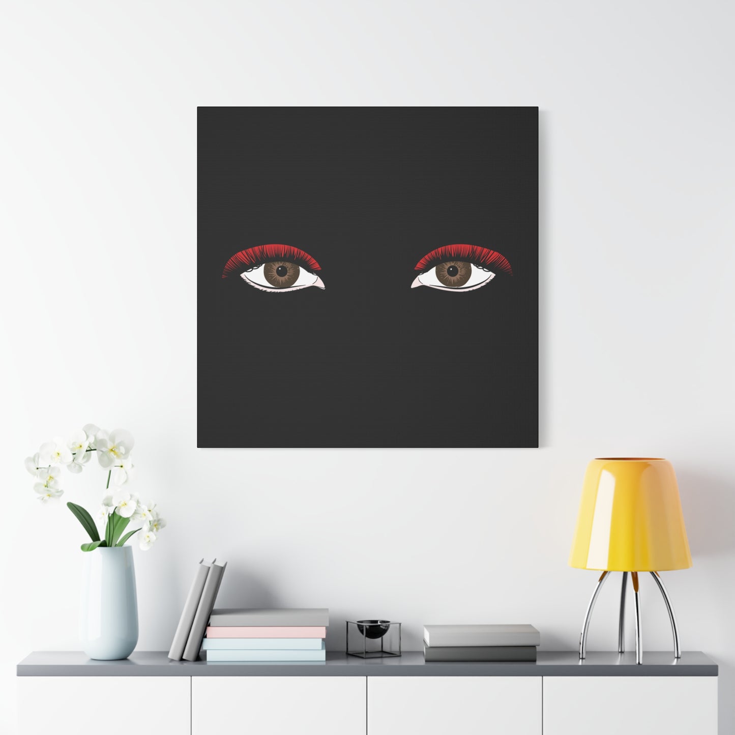 Red Lashes Wall Art Canvas — Glam Eyes Makeup Decor