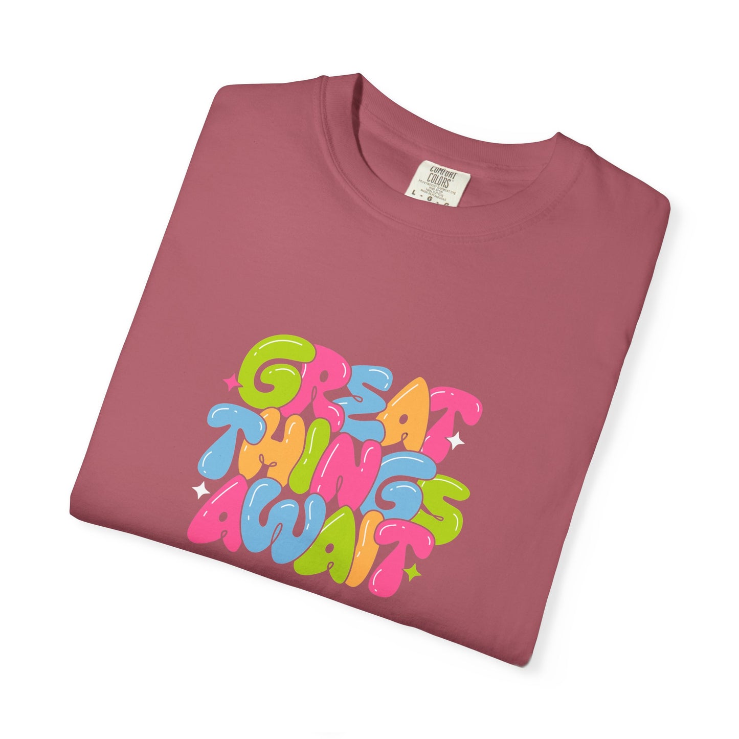 Colorful Positive Vibes T-Shirt, Great Things Await Tee