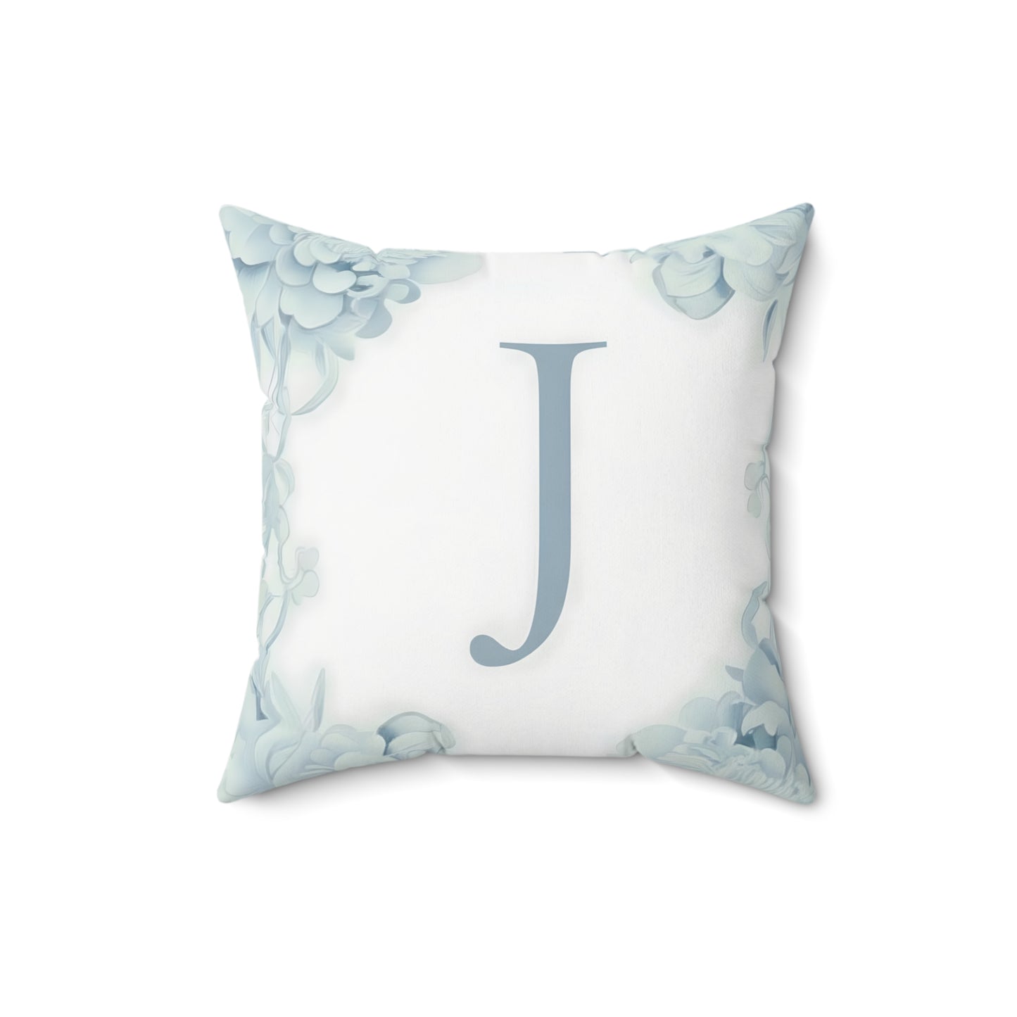 Monogram Floral Pillow - Letter J Decorative Throw Cushion