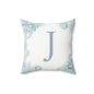 Monogram Floral Pillow - Letter J Decorative Throw Cushion