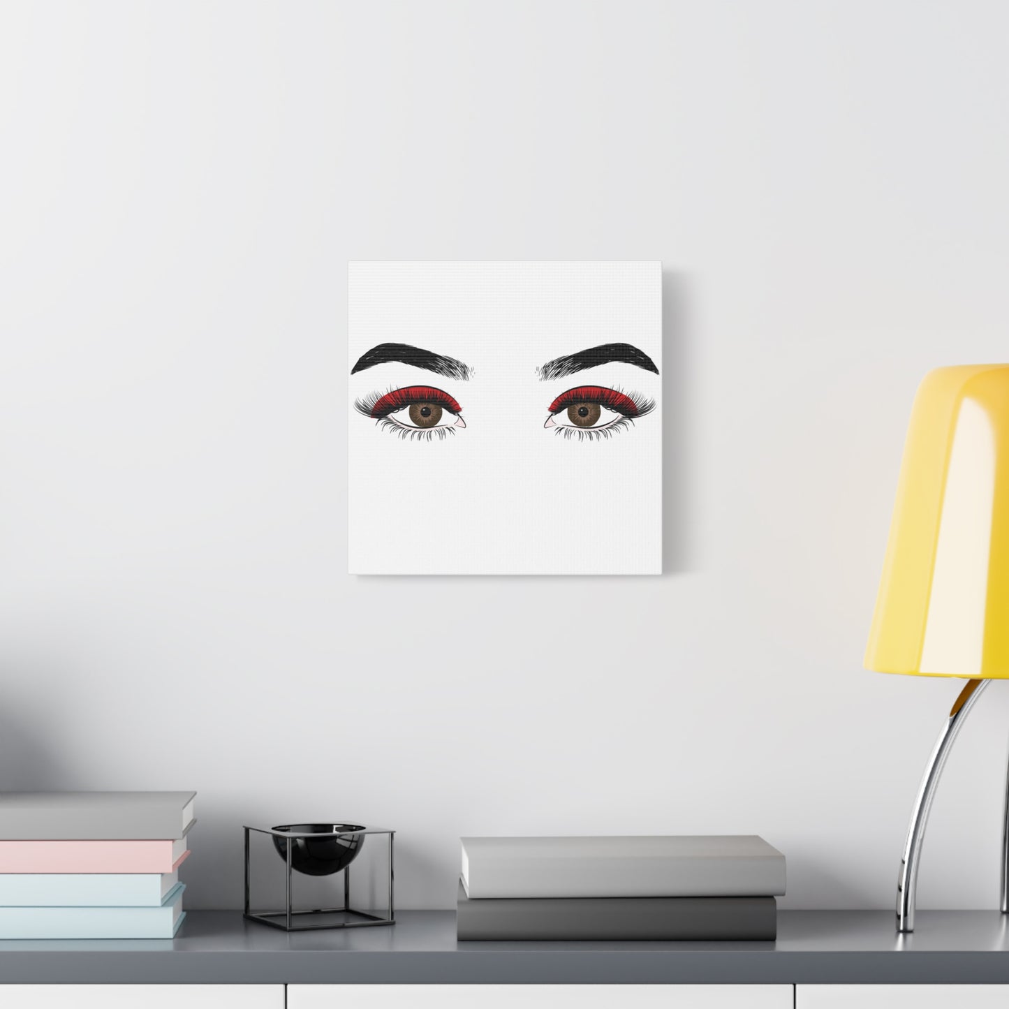 Red Lashes Wall Art Canvas — Glam Eyes Makeup Decor