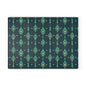 Teal Retro Geometric Glass Cutting Board