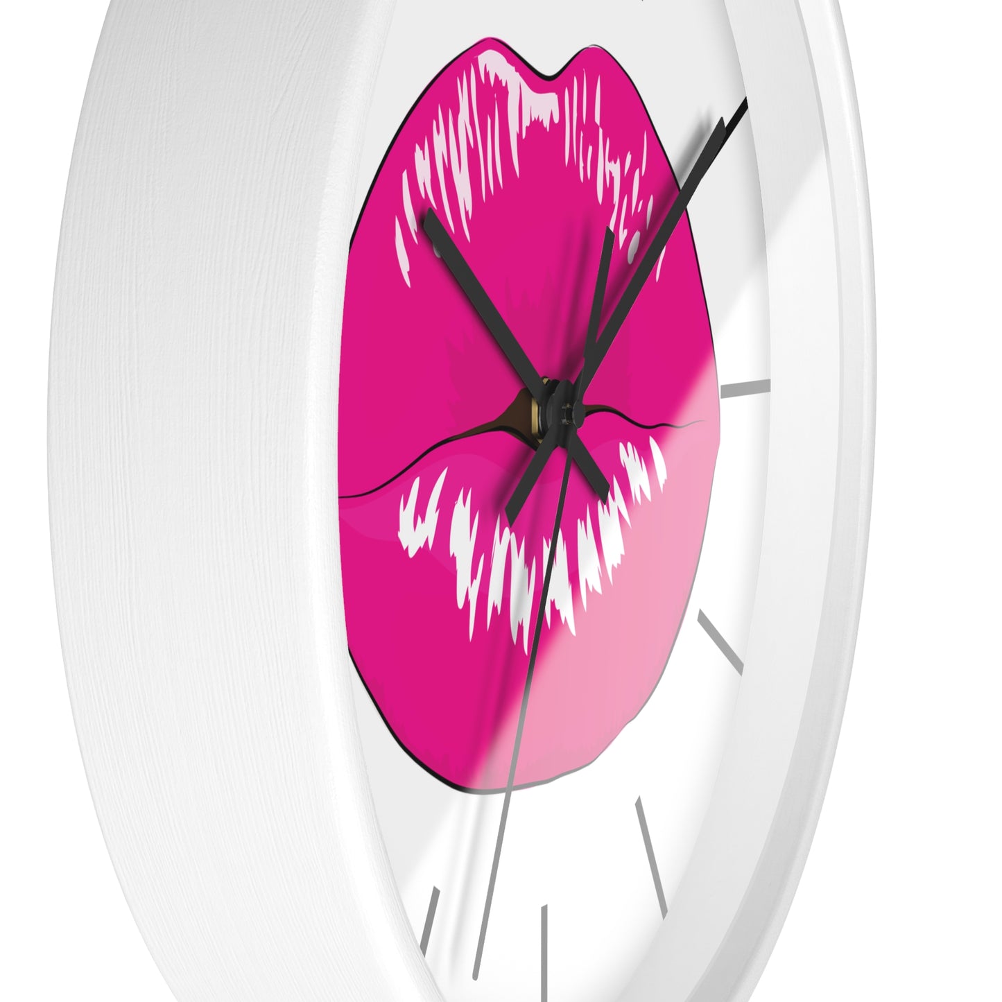 Pink Kiss Lips Wall Clock | Pop Art Lip Print Clock