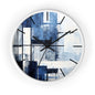 Abstract Blue Geometric Wall Clock — Modern Minimalist Home Decor