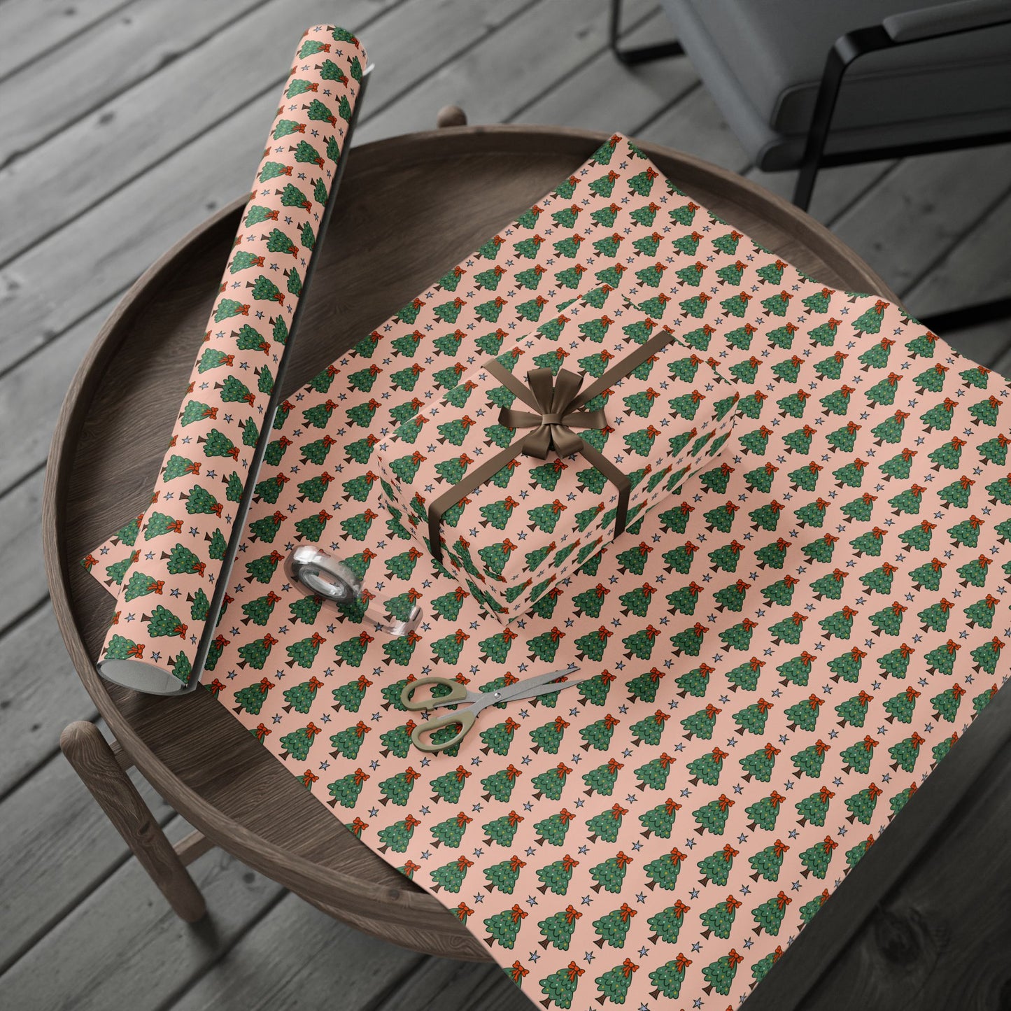 Christmas Tree Pattern Wrapping Paper Roll — Festive Gift Wrap for Holidays & Parties