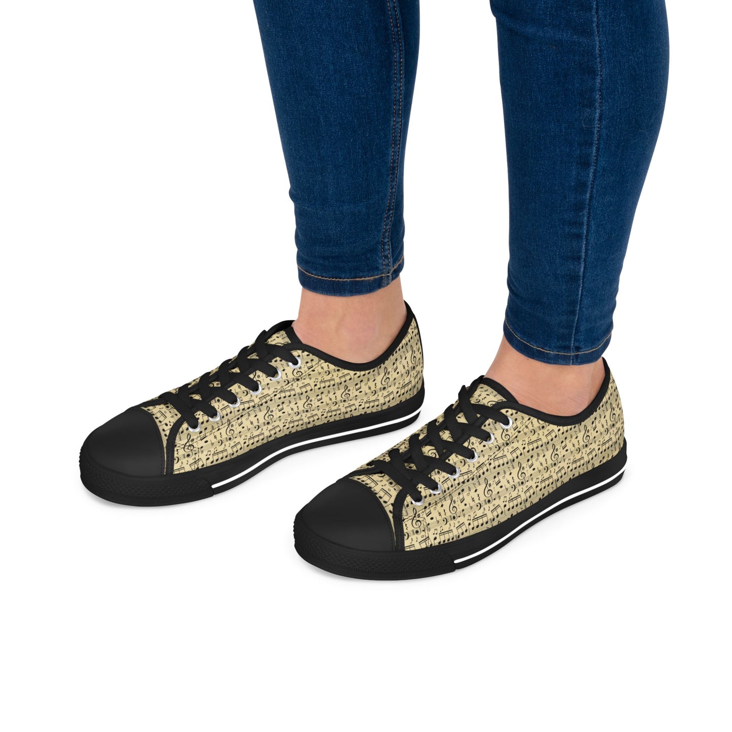 Music Sheet Low Top Sneakers — Vintage Sheet Music Print Tennis Shoes