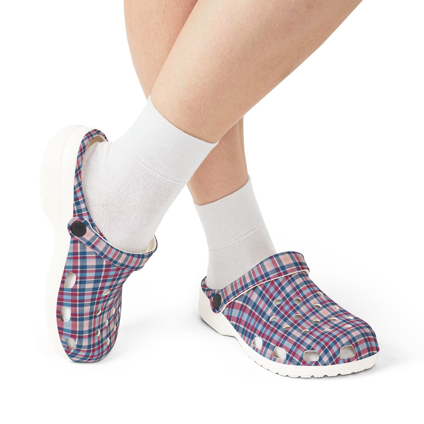 Plaid EVA Foam Clogs — Lightweight Comfortable Garden & Casual Shoes