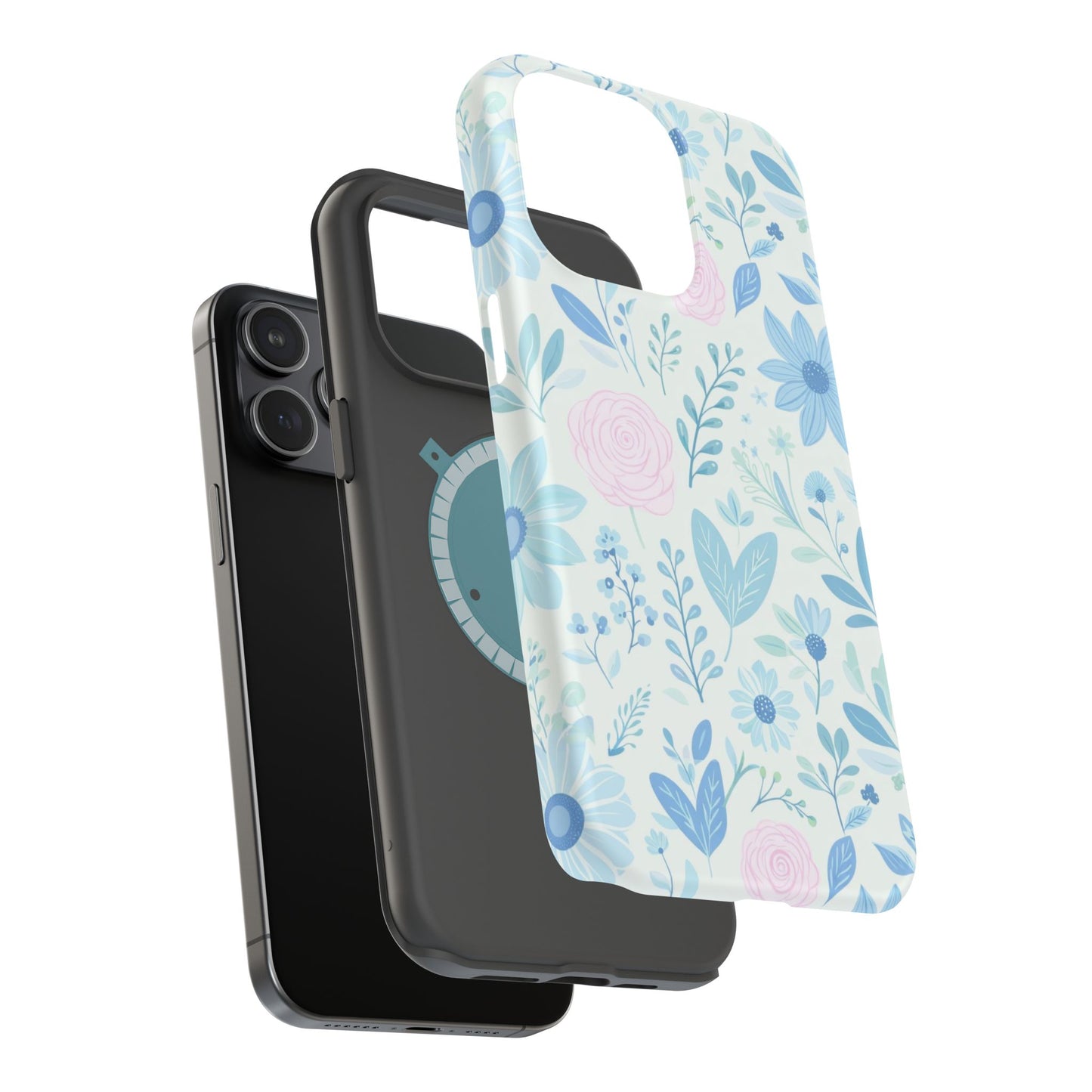 Floral Pastel Magnetic Impact Phone Case — Blue & Pink Botanical Design