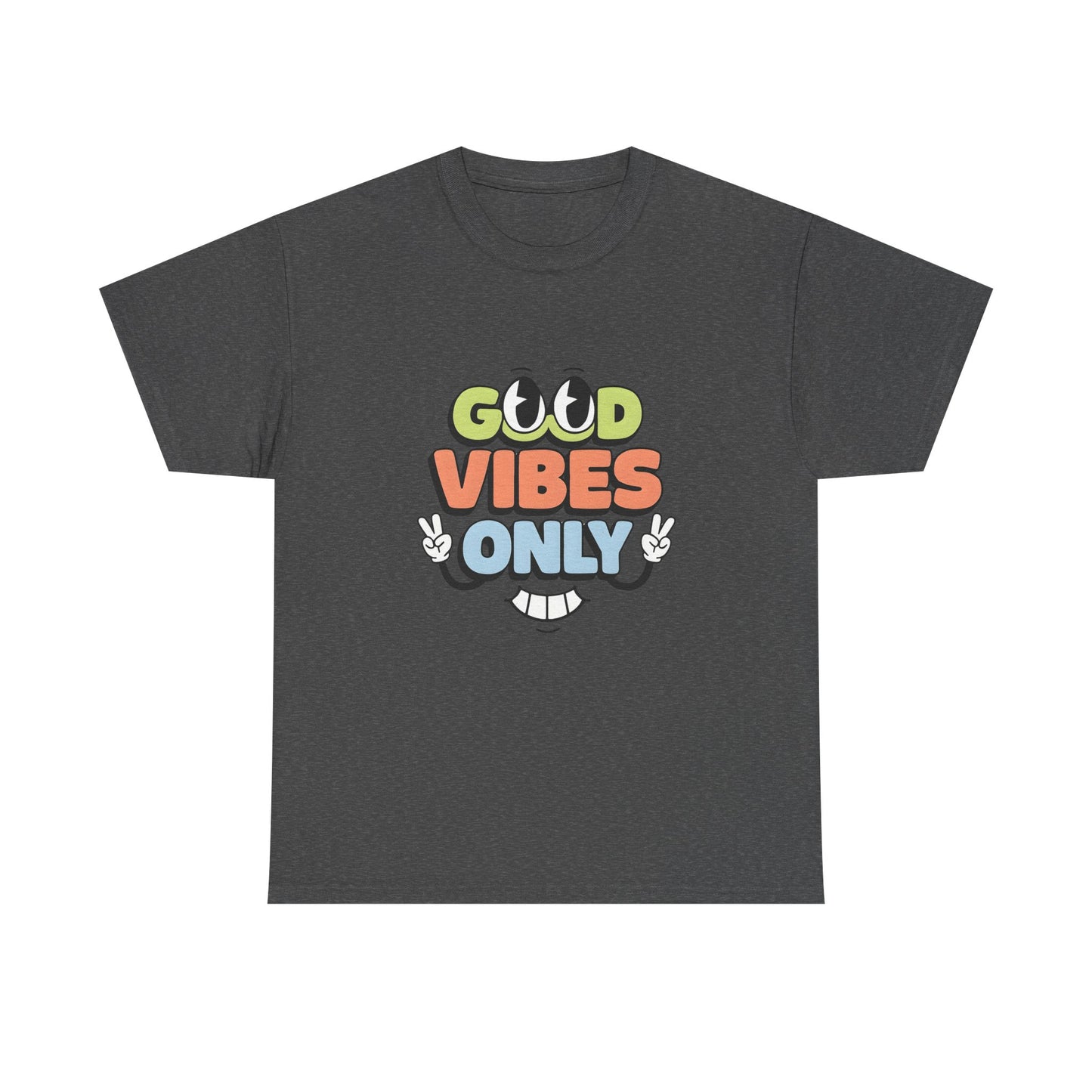 Good Vibes Only Unisex Heavy Cotton Tee, Casual Tee, Positive Message Shirt, Summer Fashion, Gift for Friends, Outdoor Wear