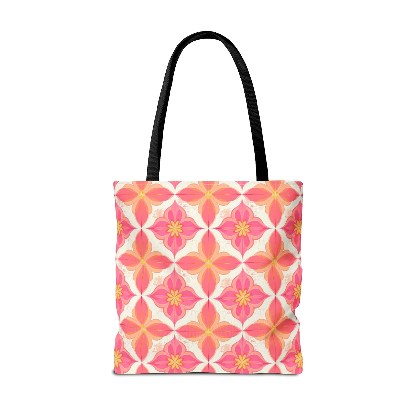 Pink Floral Geometric Tote Bag —  Reusable Shopper