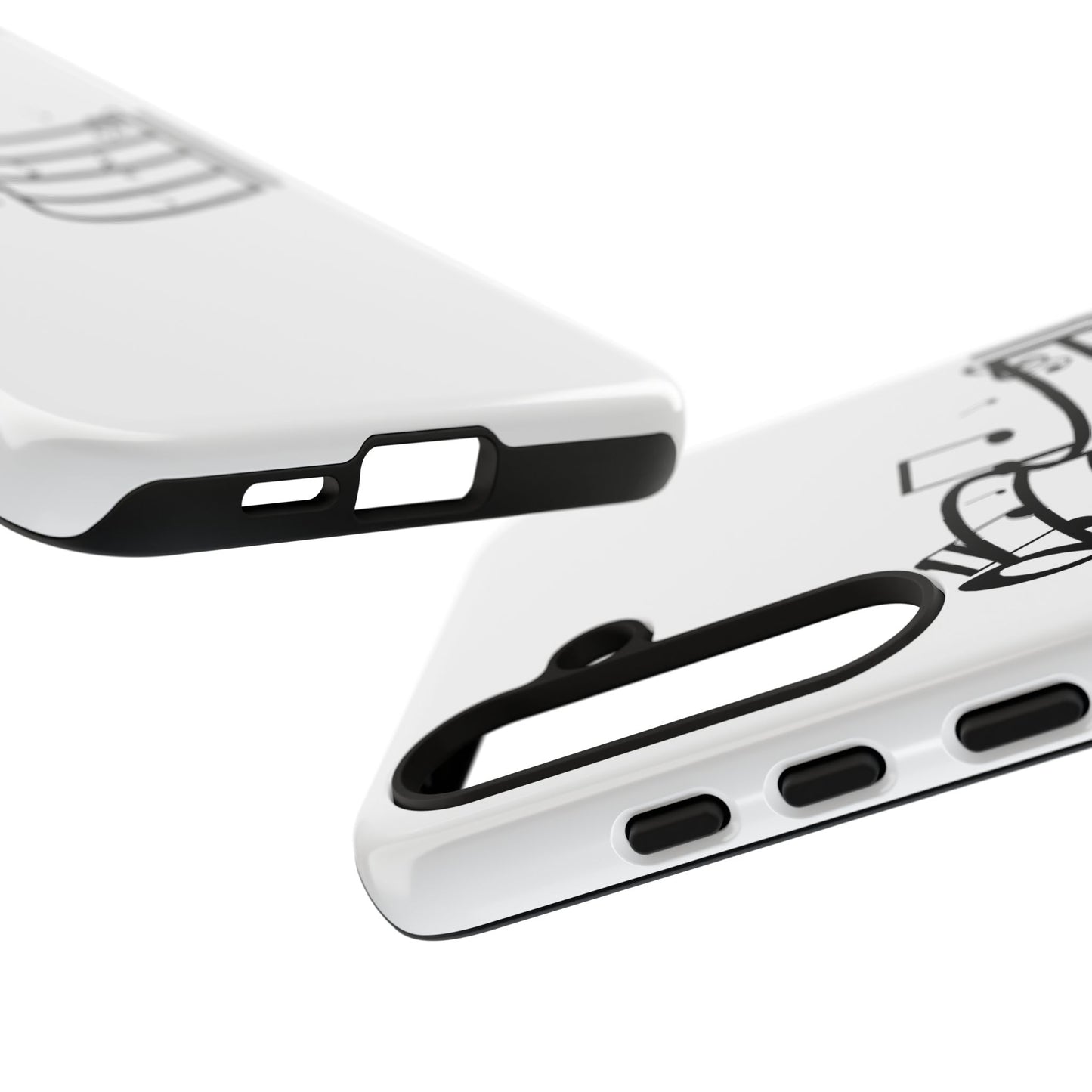 Musical Notes Phone Case — Black Treble Clef Music Staff Tough Case