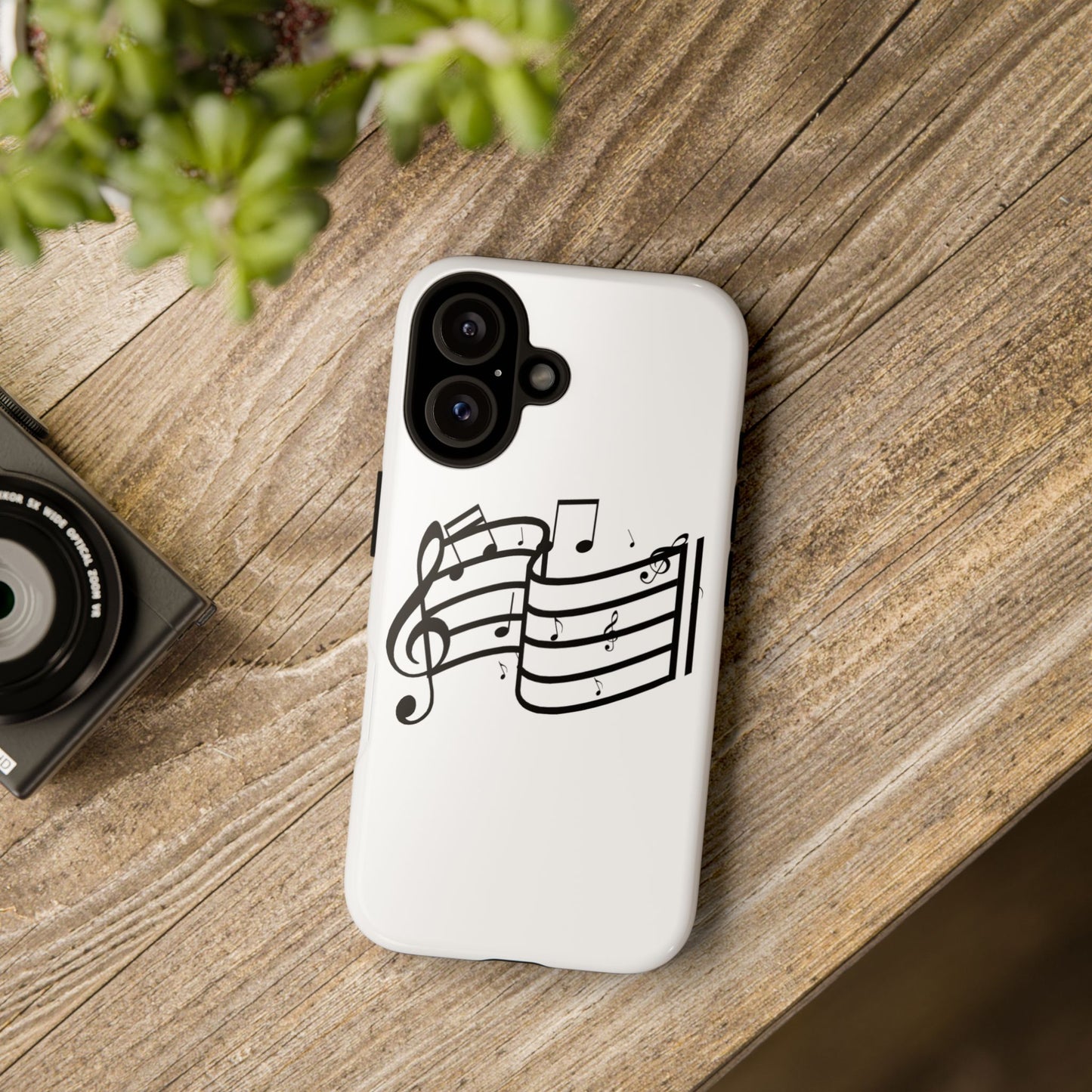 Musical Notes Phone Case — Black Treble Clef Music Staff Tough Case