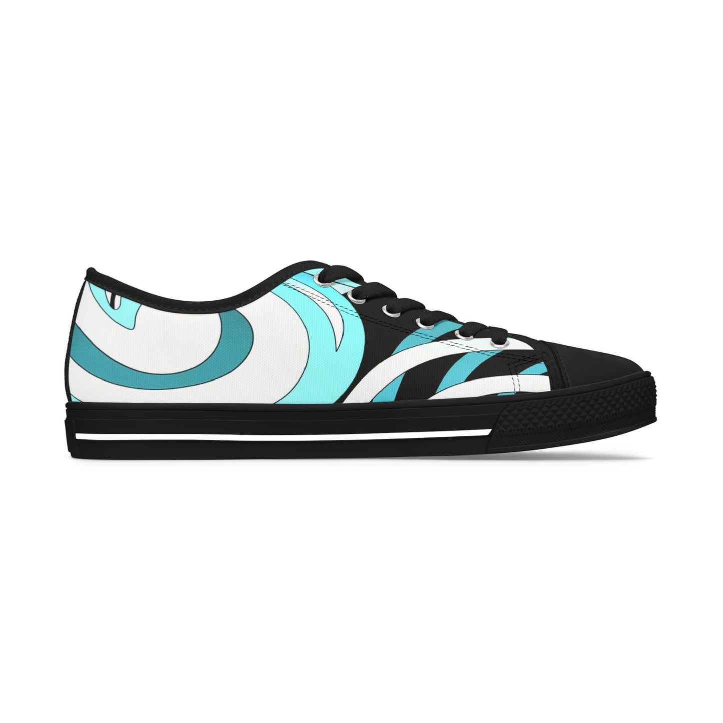 Low Top Sneakers – Aqua Wave Graphic Women's Canvas Shoes