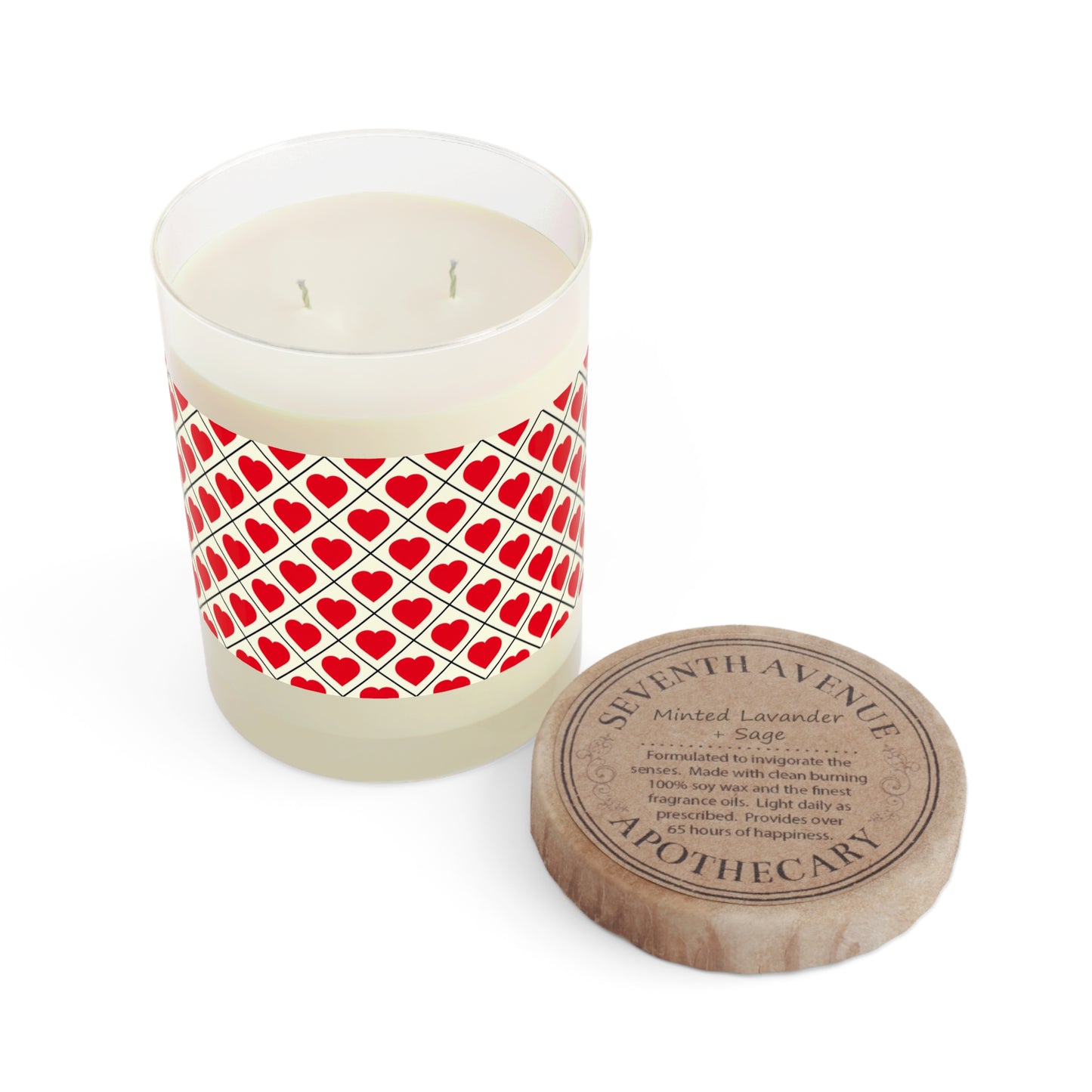 Heart Pattern Scented Candle — 11 oz Decorative Glass Candle for Valentine’s Gifts