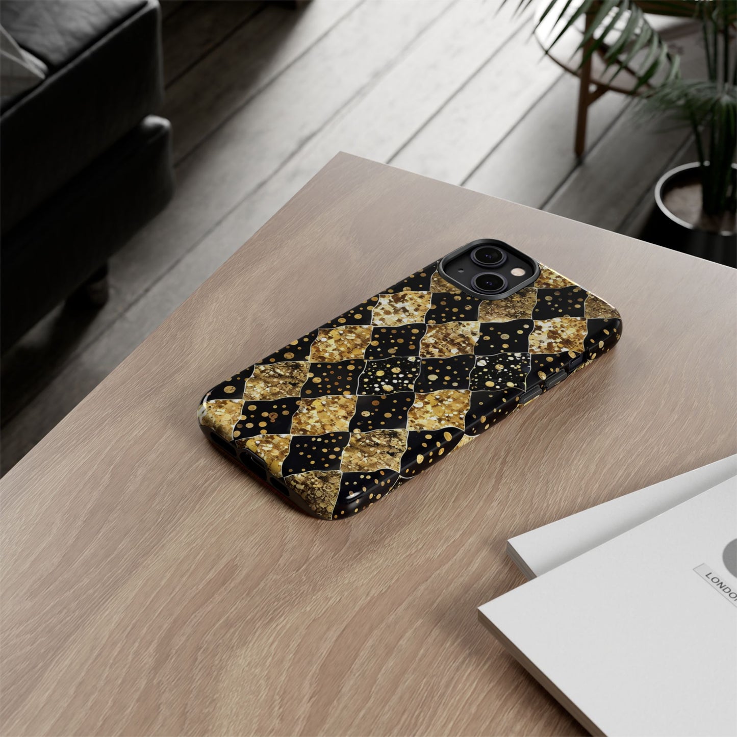 Elegant Gold & Black Phone Case for Tough Protection