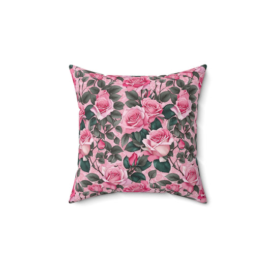 Floral Decorative Pillow, Cozy Home Accent, Pink Rose Cushion, Gift for Her, Living Room Decor, Spring Home Decor