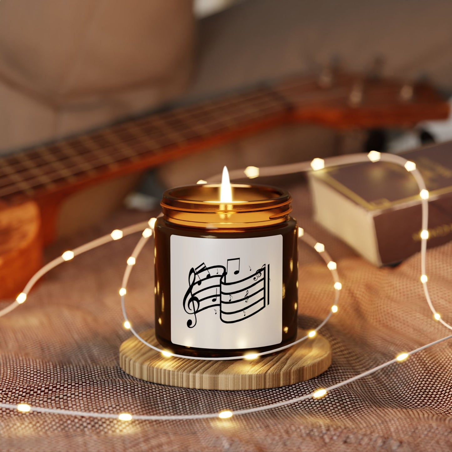 Musical Notes Soy Candle — Amber Jar Scented Candle for Music Lovers