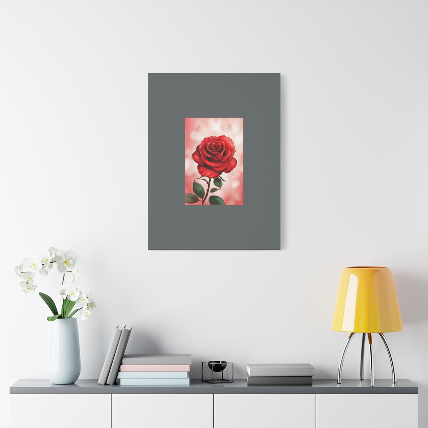 Red Rose Vertical Matte Canvas Print — Romantic Floral Wall Art