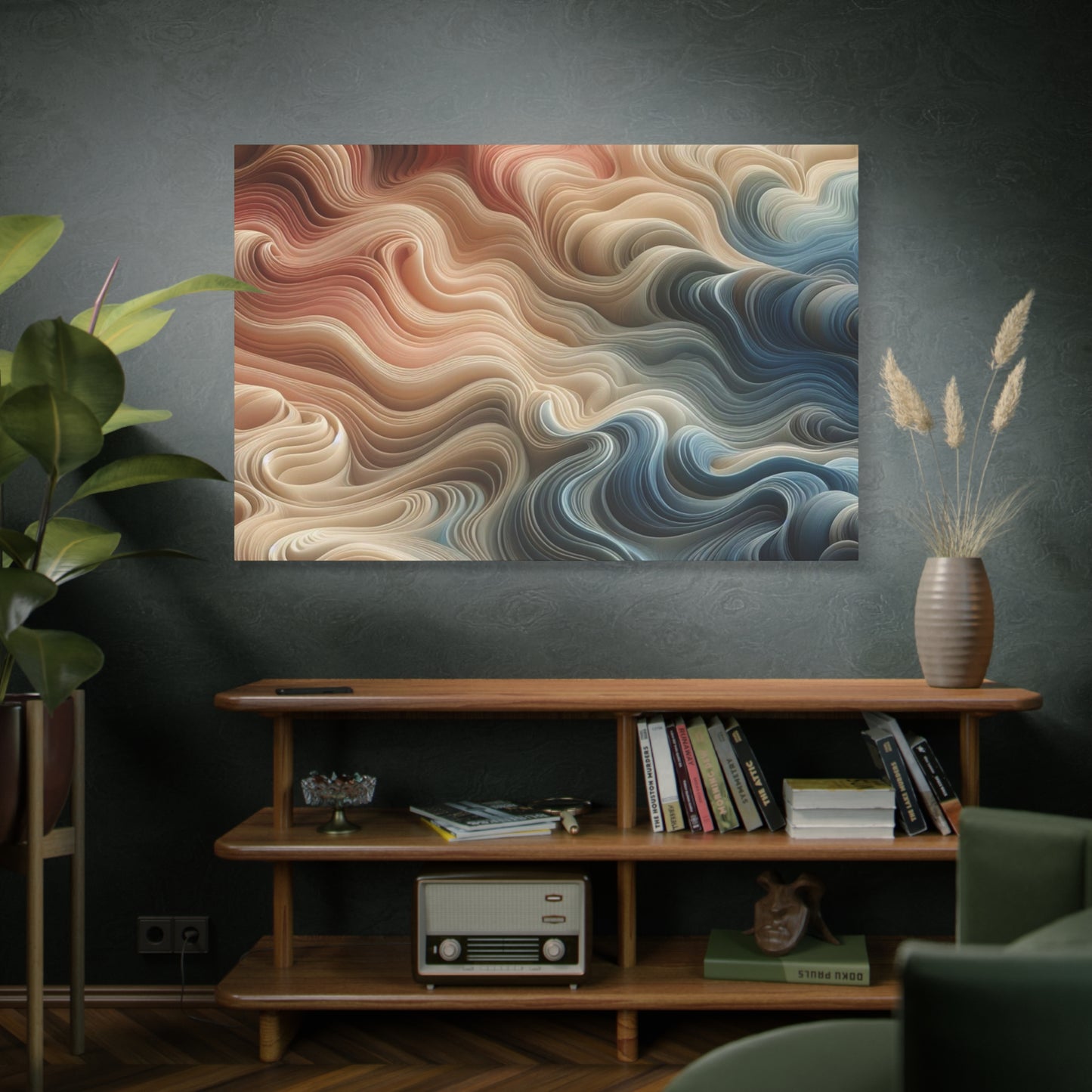 Abstract Swirl Matte Canvas Wall Art — Fluid Earth Tones, Stretched 1.25"