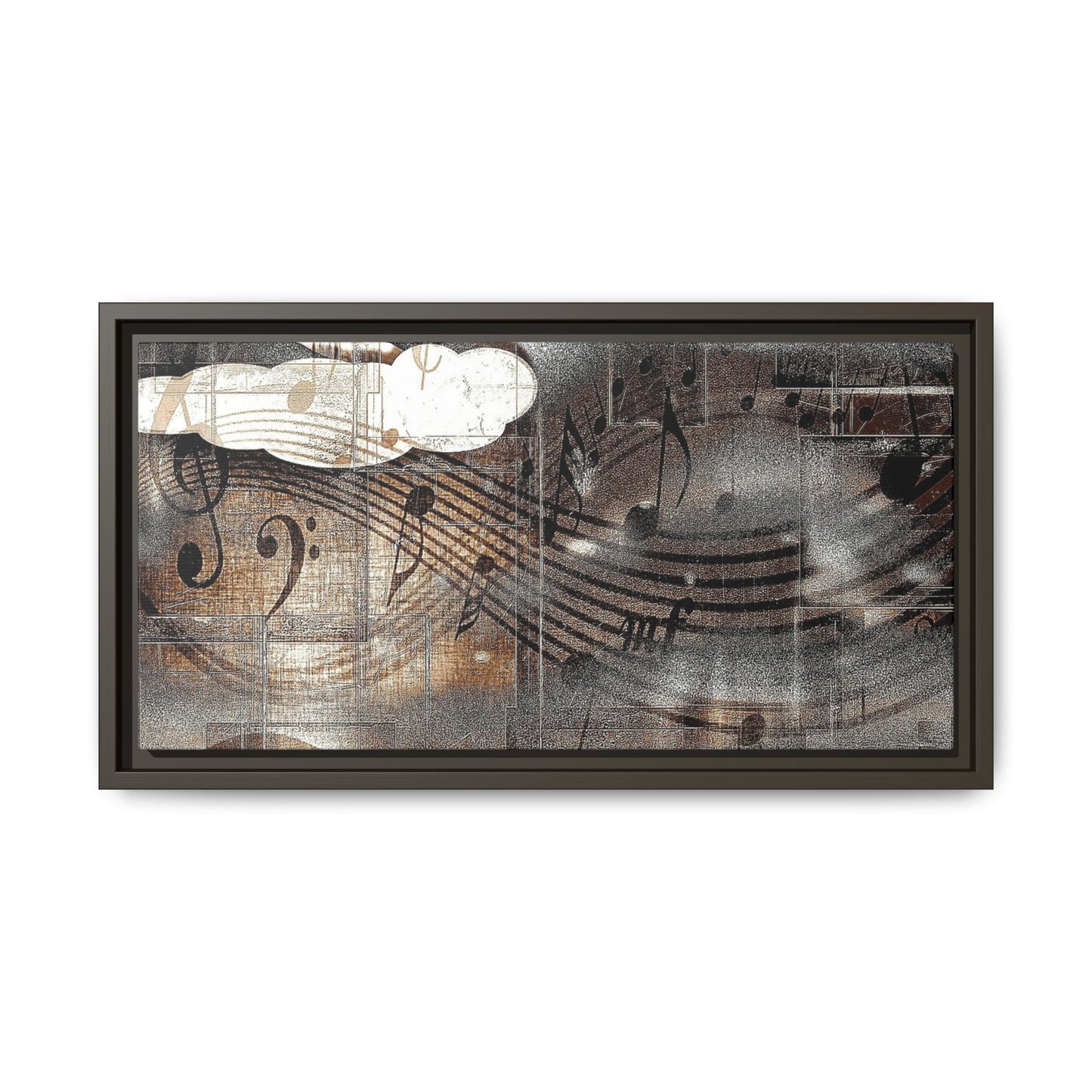 Framed Music Notes Canvas Print — Abstract Vintage Piano & Sheet Music Wall Art