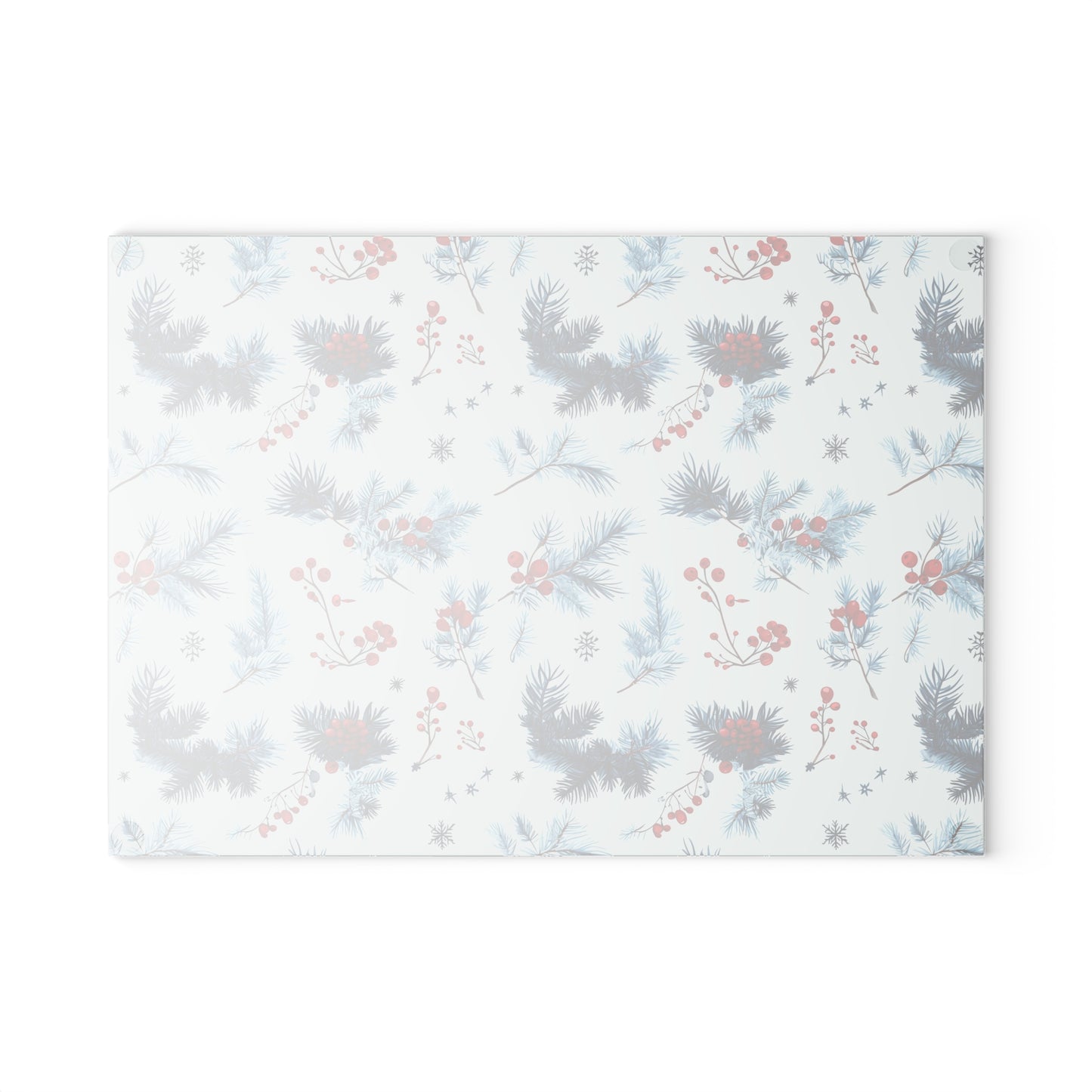 Winter Berries Glass Cutting Board — Festive Pine & Holly Kitchen Cutting Board