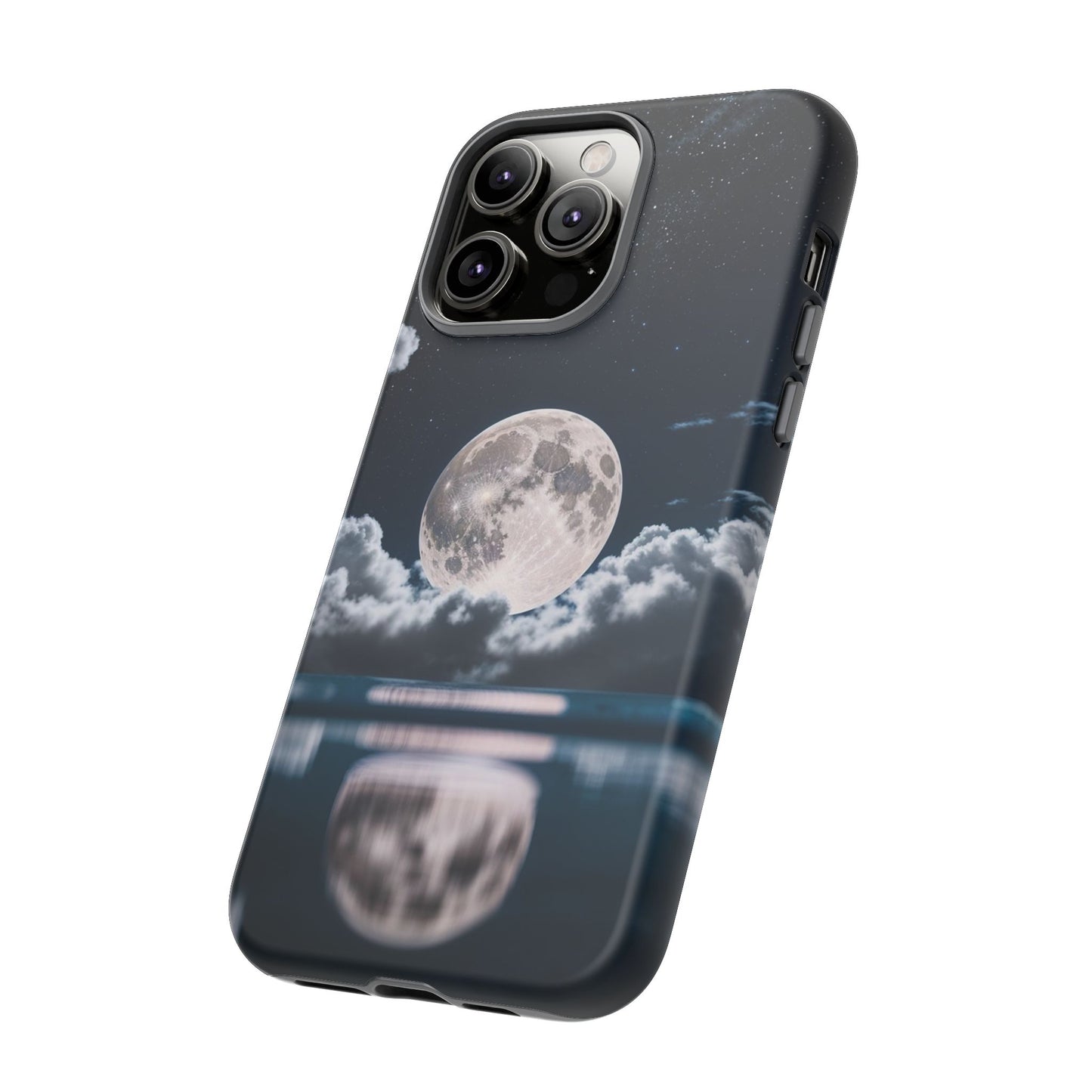 Moonlit Reflection Phone Case — Night Sky Moon & Clouds Tough Case
