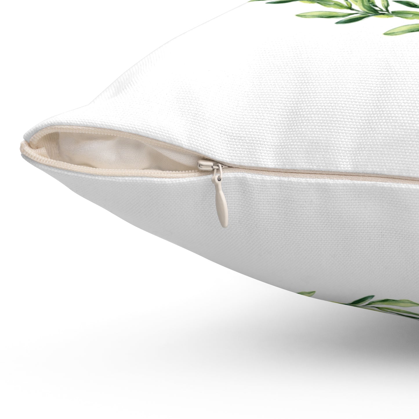Green Laurel Wreath Decorative Pillow — Botanical Farmhouse Throw Pillow