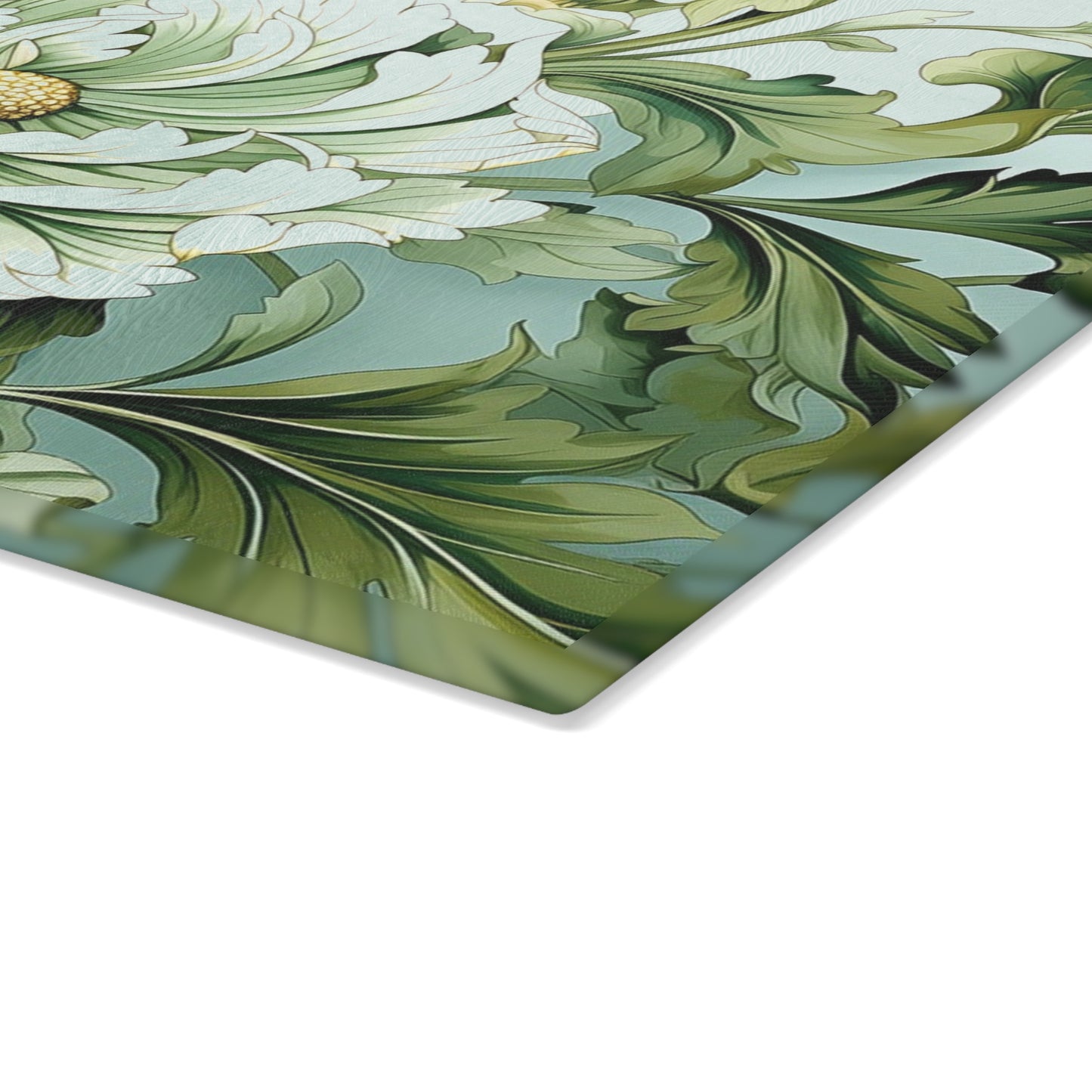 Floral Glass Cutting Board - Elegant Kitchen Decor